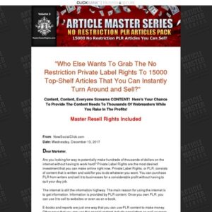 Article Master Series :: 15000 No Restriction PLR Articles Pack